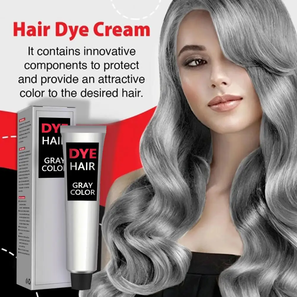 Gray Color Hair Dye Cream Unisex Smoky Gray Punk Style 100ml Light Gray Silver Permanent Hair Dye Color Cream Unisex Hair Creams