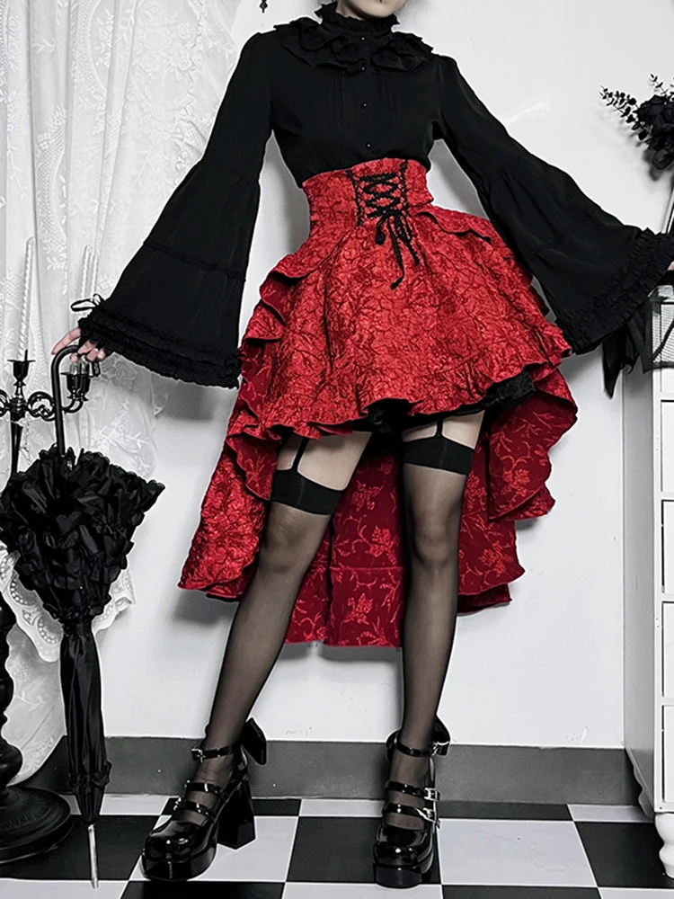 AltGoth Fairycore Grunge Lolita Skirt Women Dark Gothic Christmas