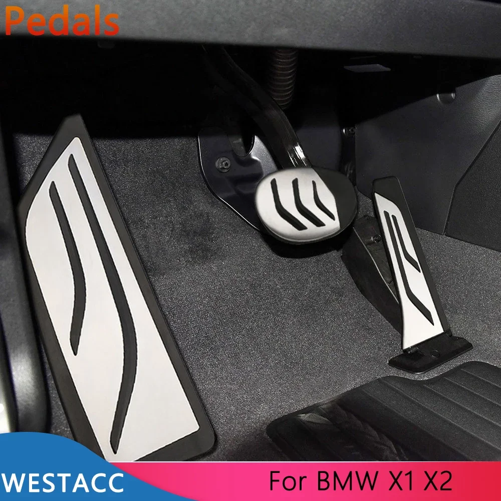 Stainless Steel Car Pedals Accelerator Gas Brake Rest Pedal Cover for BMW X1 F48 X2 F39 1 2 Series F40 F45 F46 Accessories