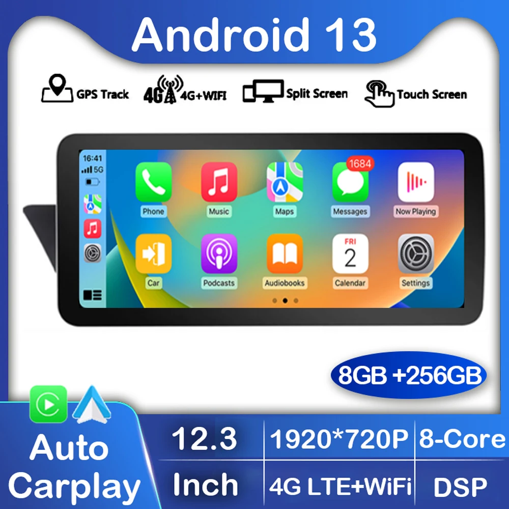 

12.3"Android 13 Carplay Auto Car Stereo Player For Audi A4 B8 A5 2009-2017 GPS Navi Multimedia WIFI+4G Autoradio 360 Camera DSP