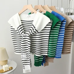 Striped Design Knitted Shawl Wrap for Women Men Striped Knotted Scarf Unisex Draped Shawl Spring Summer Decor Cape For Women