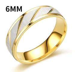 Elegant Wave Pattern Stainless Steel Couple Rings - High-Quality Engagement and Wedding Jewelry - 8 (Male-6mm)