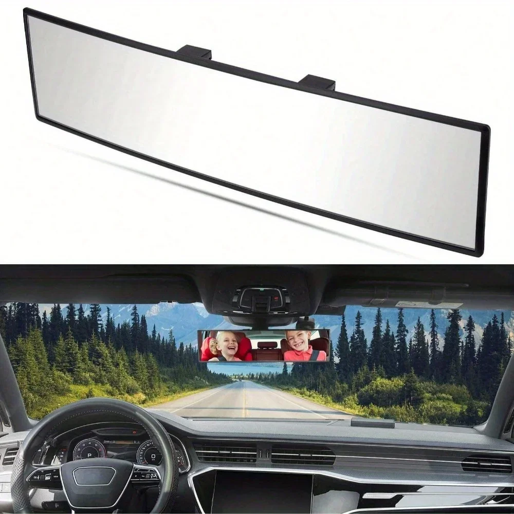 Car Mirror Interior Clip On Wide Angle Universal Extended Large Rear View