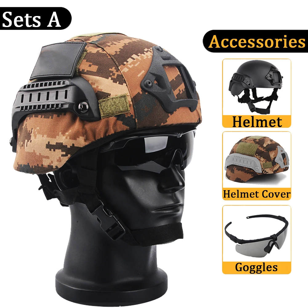 タクティカルヘルメット AQzxdc MICH 2000 タクティカルヘルメット、エアガンゴーグル