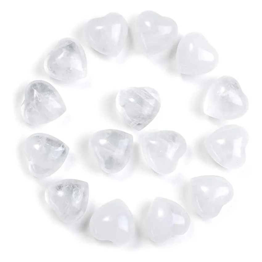 15 Pcs Natural Healing Crystal Rose Quartz Heart Love Stones Set Bulk Polished Pocket Palm Thumb Chakra Reiki Balancing Gifts