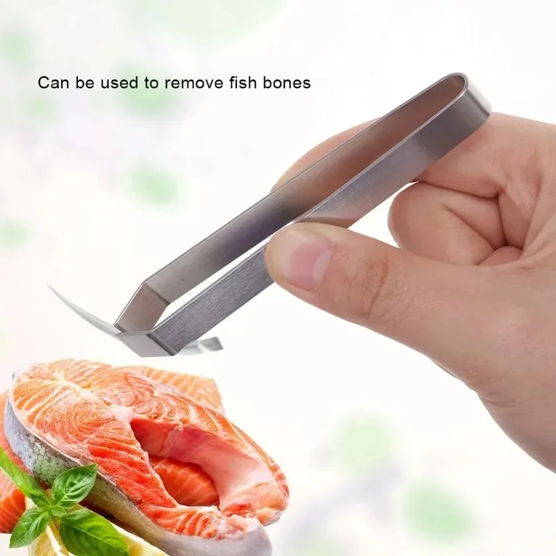 Stainless Steel Fish Bone Tweezers Chicken Feather Pig Hair Puller Remover Tong Seafood Salmon Bone Clip Kitchen Gadgets Fish Bone Tweezers 1/5PCS
