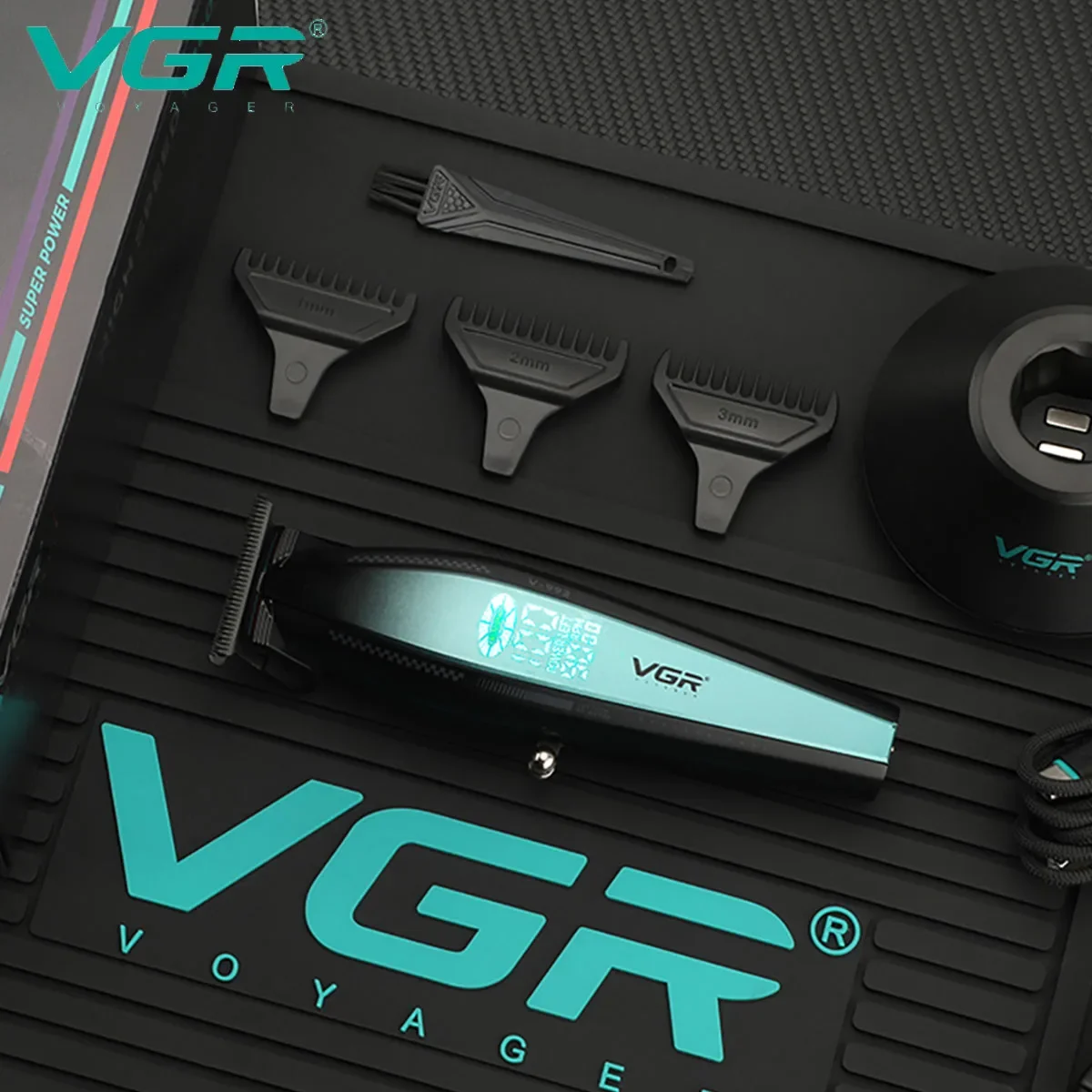 VGR Professional Hair Trimmer Barber Hair Cutting Machine Rechargeable Clippers 9000 RPM LED Display Trimmer for Men V-992