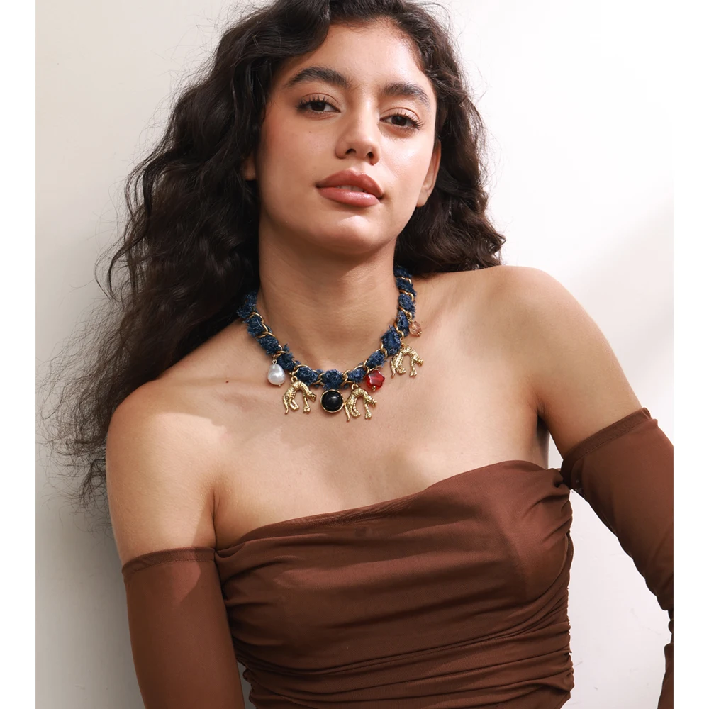 Yhpup Necklace Stainless Steel Vintage