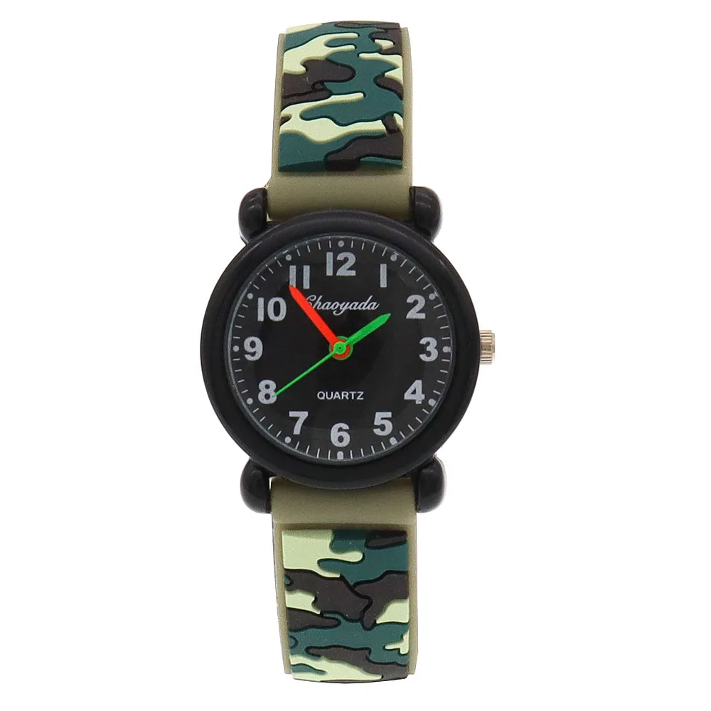 2024 New Style Fashion Children Child Boys Girls Silicone Camouflage Digital Quartz Wristwatch Students Learn Time Watch 5