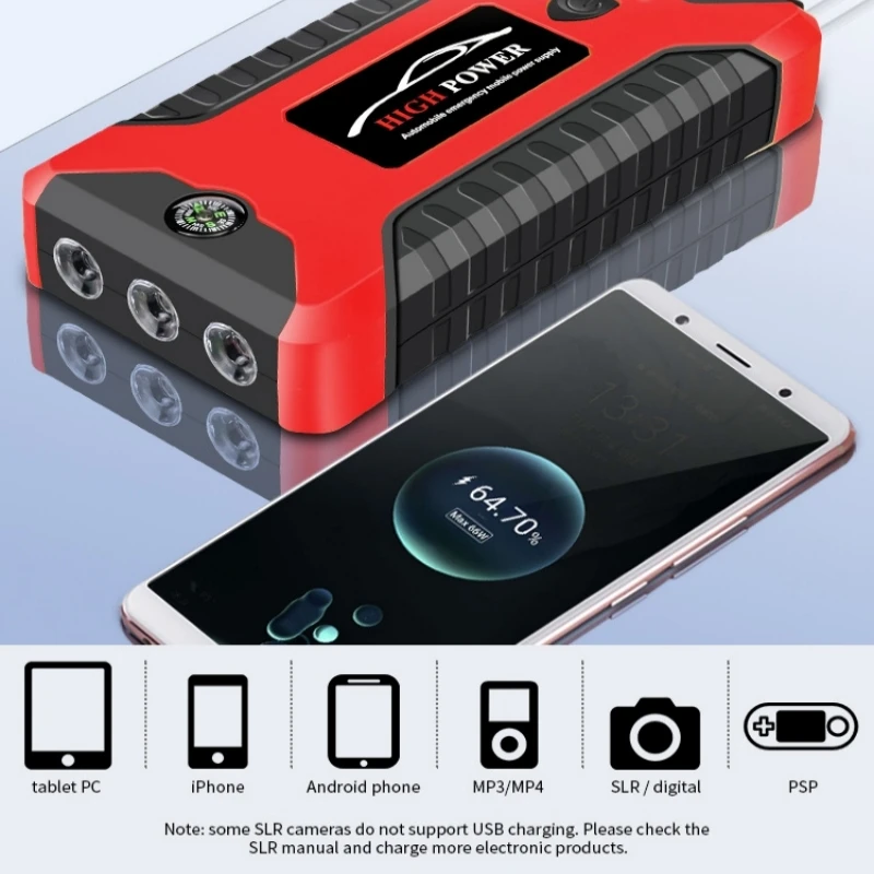 Portable Car Battery Starter Auto Jump Starter 99800mAh Petrol Diesel Car Emergency Booster Start Power Supply 12V For Cars