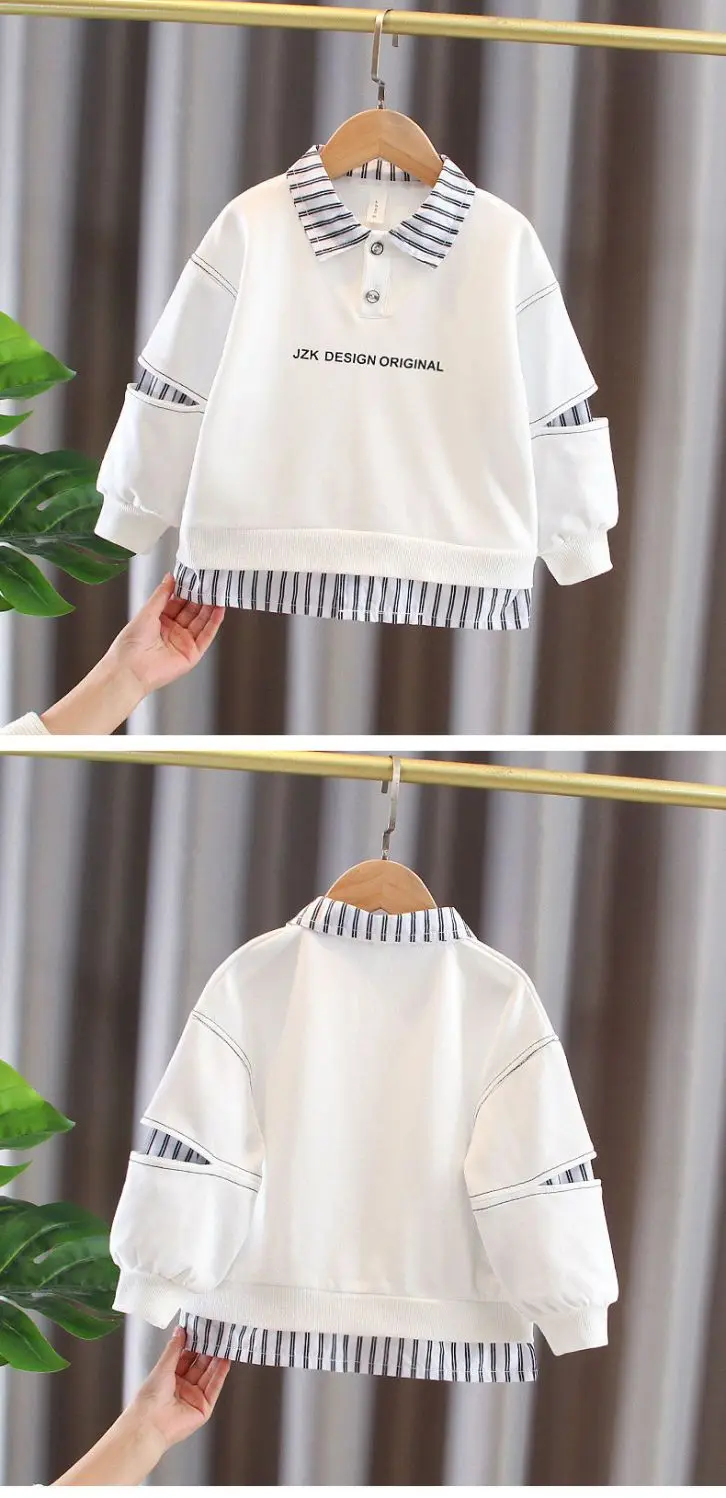 Jungen Sweatshirts Kinder Frühling Langarm Gefälschte Zweiteilige Neue Stile Kinder Frühling Herbst Tops – Detail 4