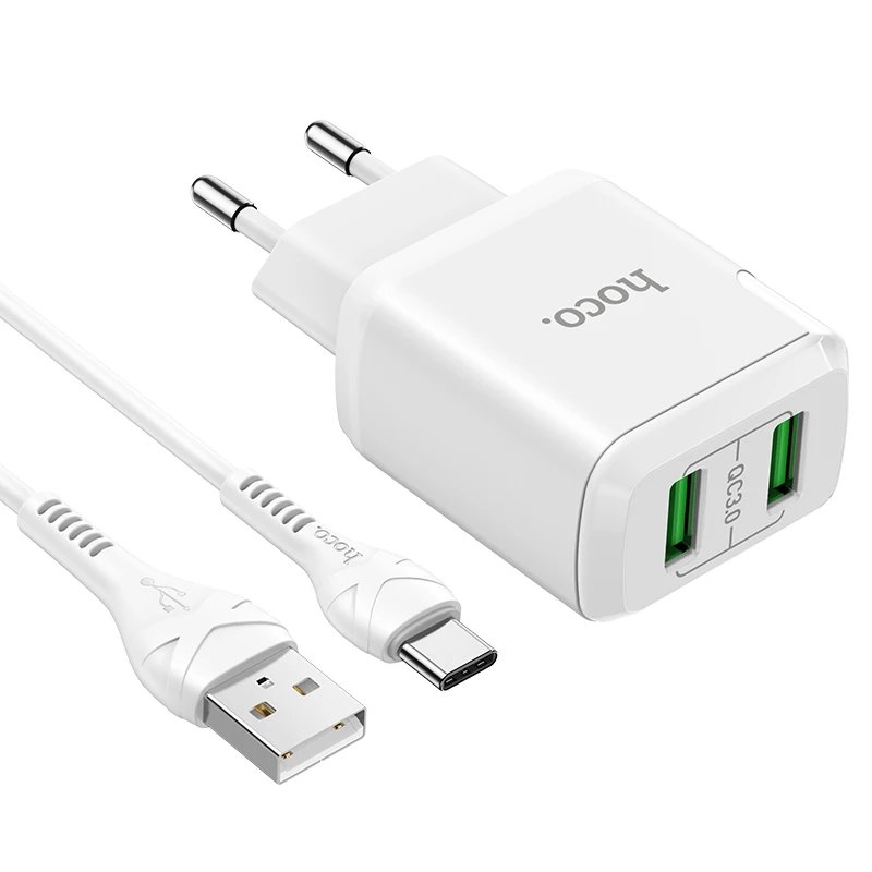 

Сетевое зарядное устройство с двумя USB-портами и европейской вилкой