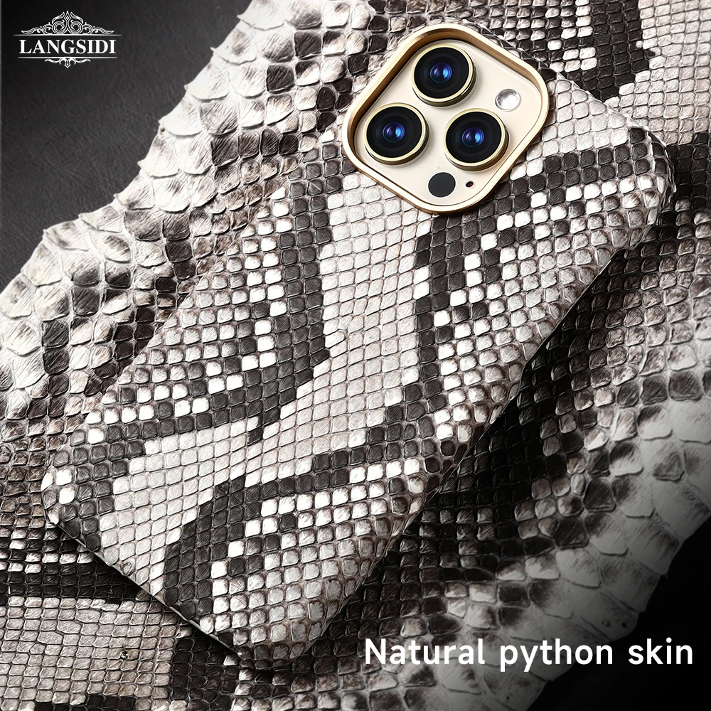 Genuine Crocodile Stingray Ostrich Leather for Magsafe Case for iPhone 15 13 14 Pro Max Magnetic Cover with Screen Protector