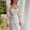 Exquisite Wedding Dresses A-Line Bridal Gowns Lace Appliques Full Sleeves Square Robes Glamorous Vestidos De Novia Customized 3