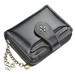 Elegant Women's PU Leather Wallet - Short Hasp Purse with Coin and Card Holders, Available in Blue and Red (Black)