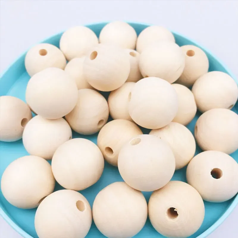 30 Perline In Legno Naturale Colore Caffè Nero, 25mm Con Foro Grande 10mm, Per Gioielli Fai Da Te, Bracciali E Decorazioni