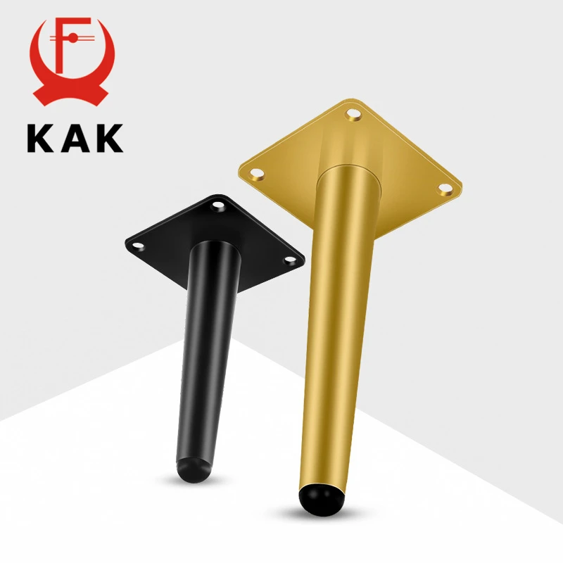 KAK 4pcs Gold Furniture Legs Black Cold Rolled Steel Table Feet Sofa Bed Leg Replacement 800KG Heavy Duty Furniture Hardware