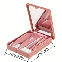 5Pcs Portable Makeup Brush Set With Mirror - Foldable Travel Kit ，Mini Makeup Brush Set Travel Makeup Brush Set 6