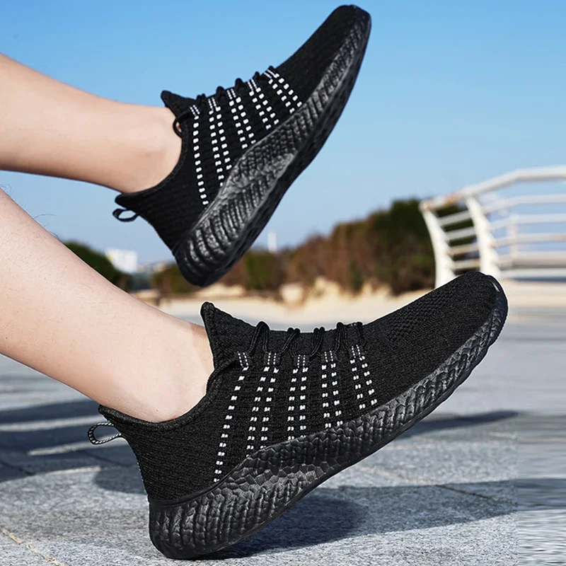 For Men 2024 Fashion Sneakers Mesh Casual Lac-up Breathable Lightweight Walking Sneakers Plus Size Summer Tenis Men's Shoe