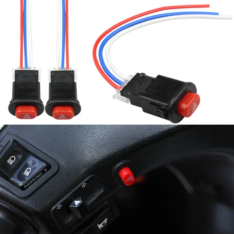 

Motorcycle Switch Hazard Light Switch with 3 Wires Button Double Flash Warning Emergency Lamp Signal Flasher