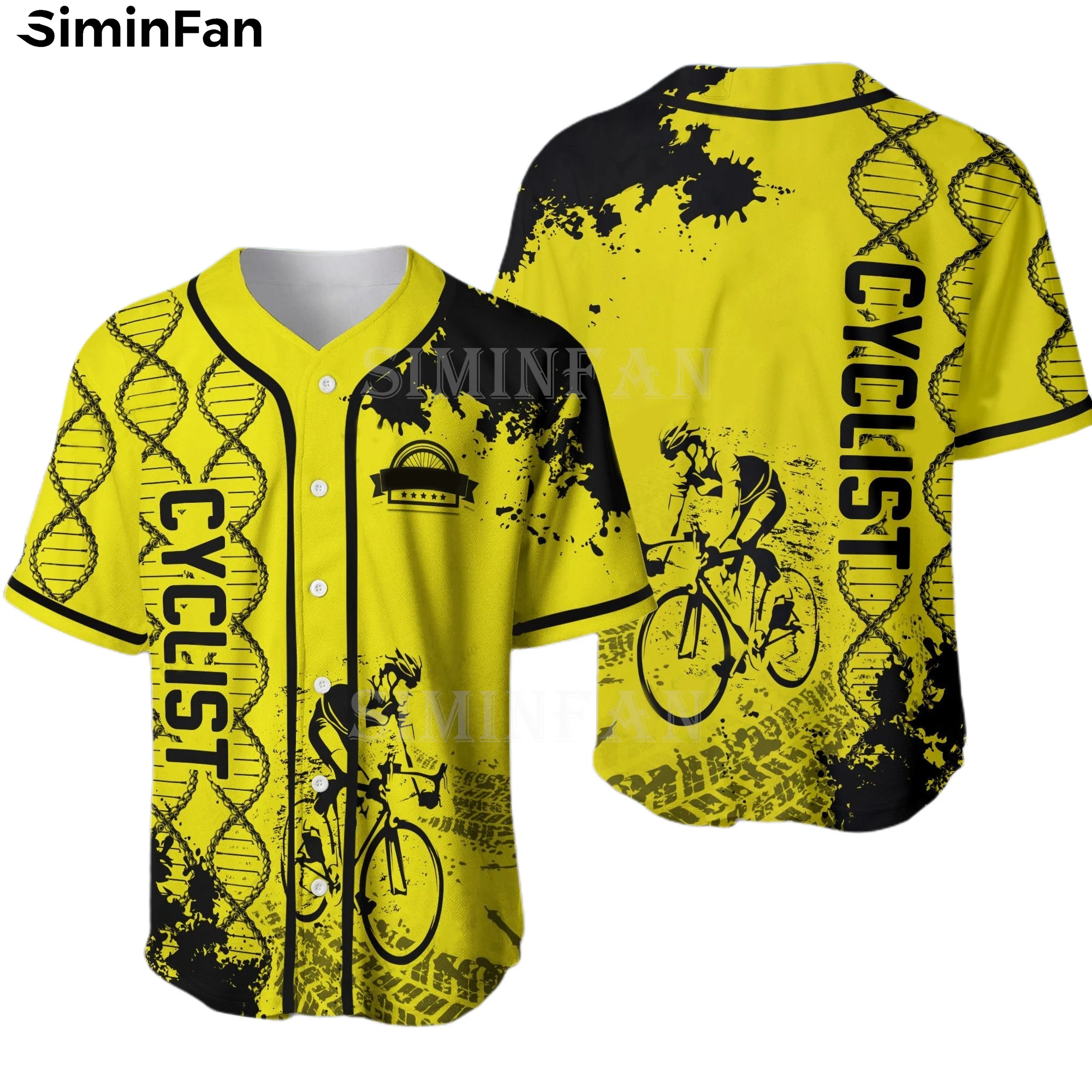 

CYCLING BICYCLE CHAIN DNA 3D Printed Mens Baseball Jersey Shirts Collarless Camisa Summer Beach T-Shirt Women Short Sleeve Top