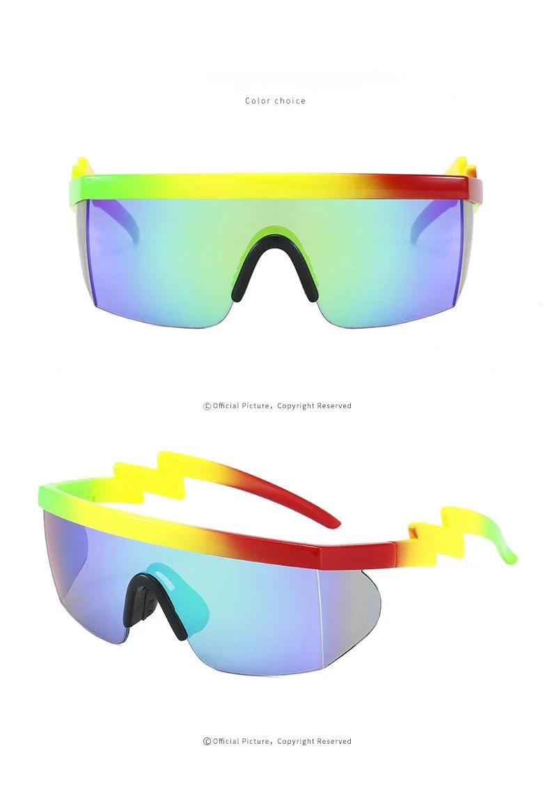 Nouvelles lunettes de soleil, lunettes de soleil une pièce européennes et américaines, lunettes de cyclisme pour Sports de plein air Lightning Leg, lunettes de soleil irrégulières_voghion.com