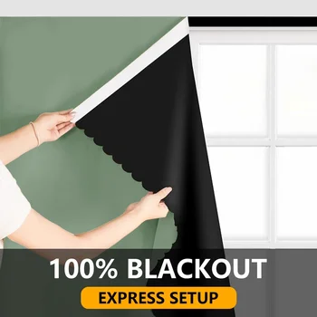 1 pezzo di semplici tende oscuranti complete senza punzonatura, tessuto parasole portatile e leggero per camera da letto, cucina, tende oscuranti - Isolamento termico, adatto per tutte le stagioni nelle stanze della cucina 1
