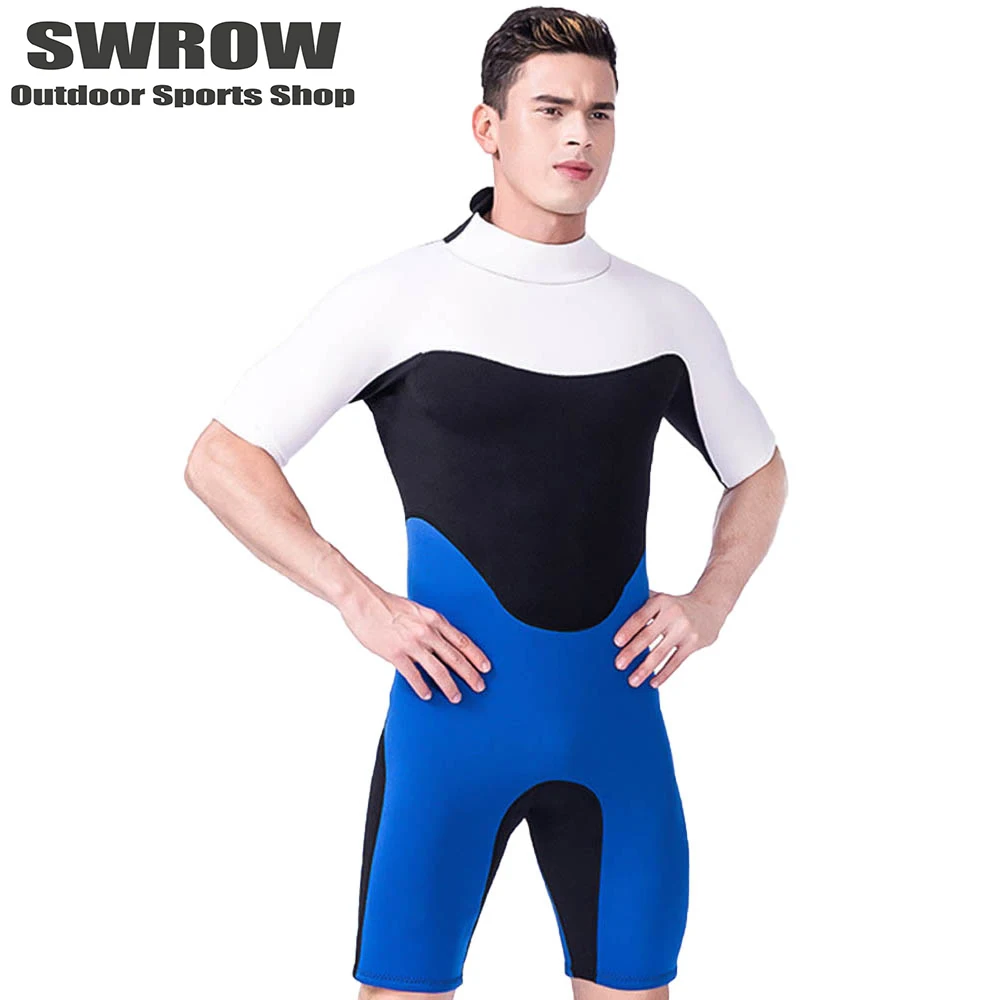 

2023 New Men 3MM Neoprene Diving Suit One Piece Short Sleeve Swimwear Fashion Sunscreen Water Sports Swimming Warm Surfing Suit