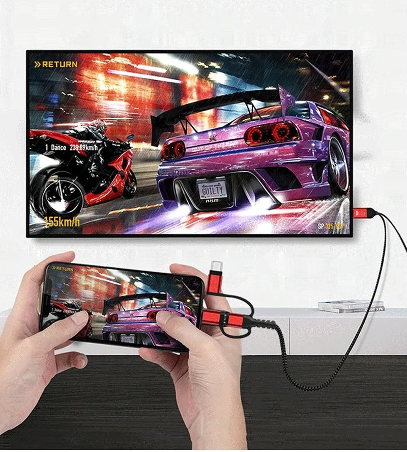 Universal HDMI Cable Display Adapter for Phone to TV/Projector Connection