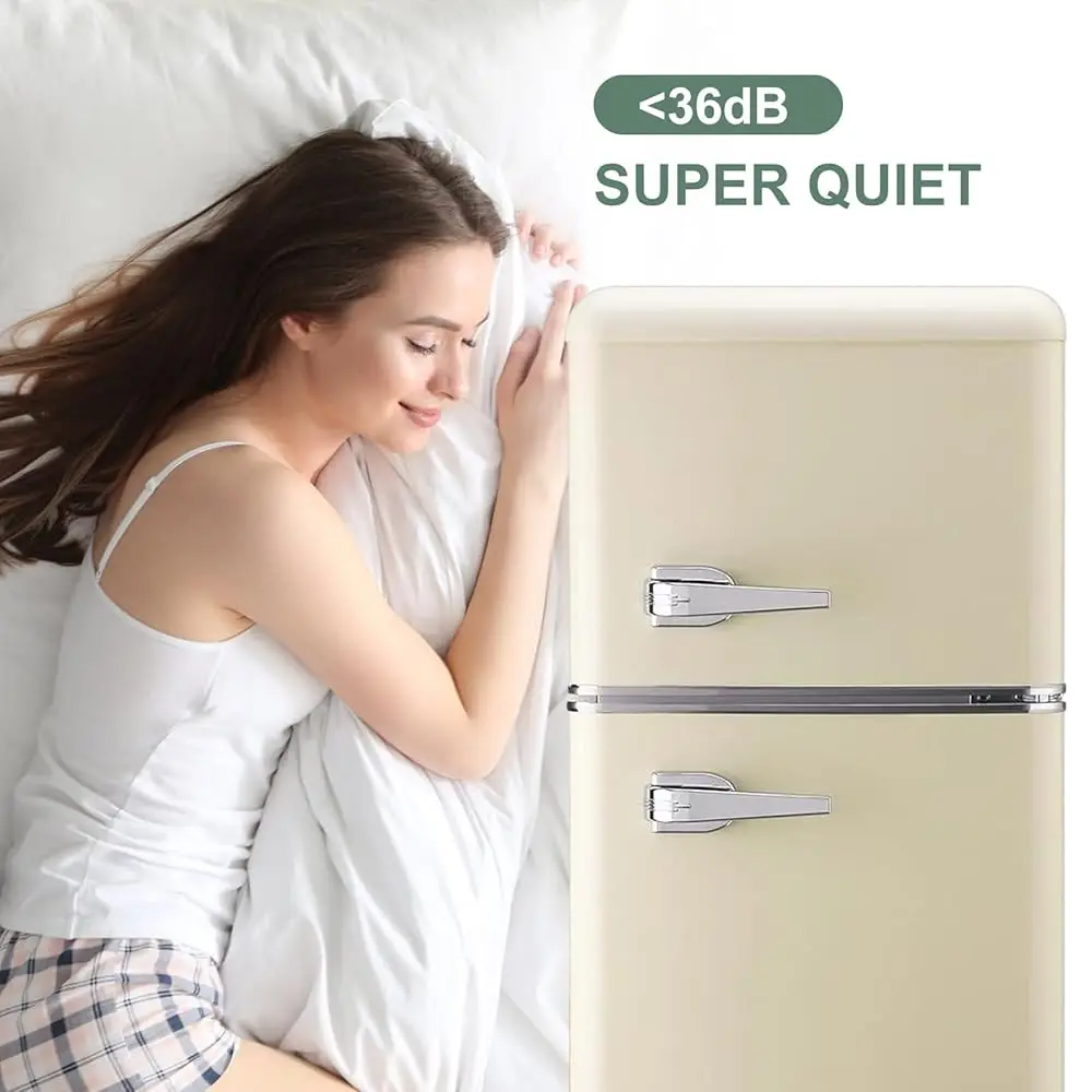 Mini Fridge With Freezer, 3.2 Cu.Ft Mini Fridge, Retro Small Refrigerator With Adjustable And Removable Double Doors, Suitable 4 Mini Fridge With Freezer, 3.2 Cu.Ft Mini Fridge, Retro Small Refrigerator With Adjustable And Removable Double Doors, Suitable 4