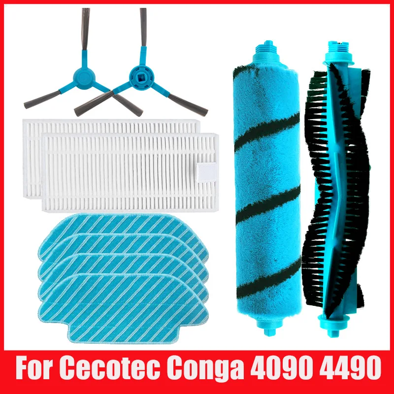 Kit Ricambi MIRTUX Per Cecotec Conga 4090 E 5090 - 2 Spazzole Centrali + 6 Laterali, Accessori Originali - 6