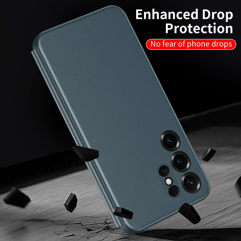 Premium All-Inclusive Flip Leather Phone Cover with Smart Slide Window
