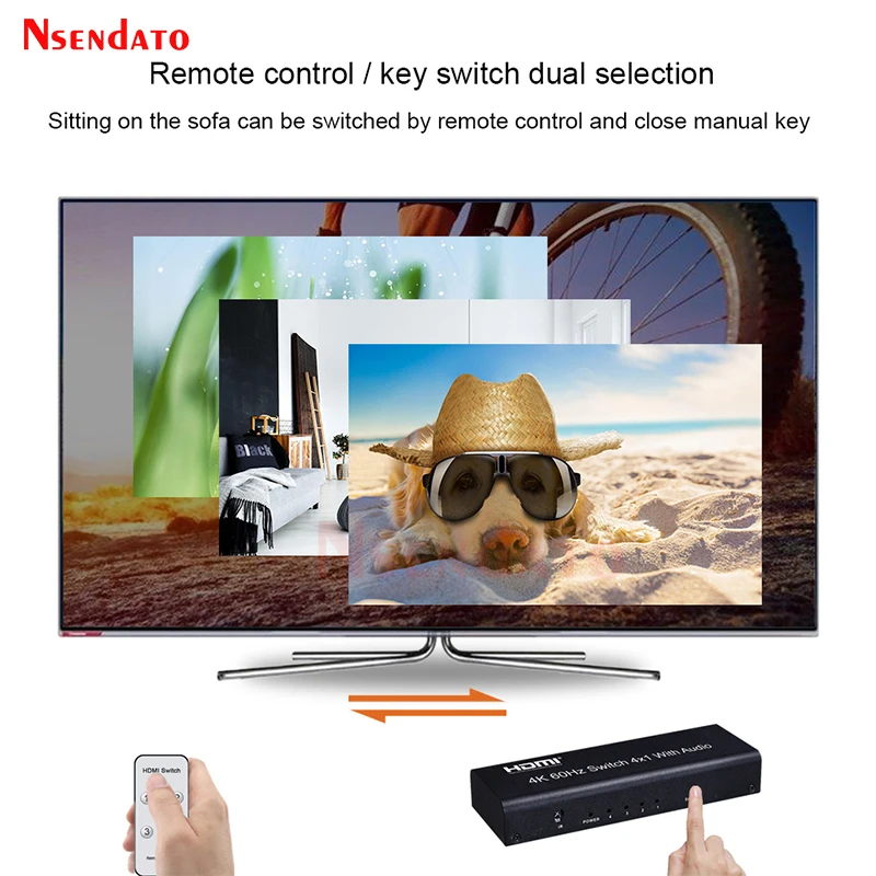 4K 60HZ HDMI Switch 4x1 Audio Switcher HDMI Audio Video Speed Converter switch for PS4 DVD PC To TV HDTV Monitor Projector