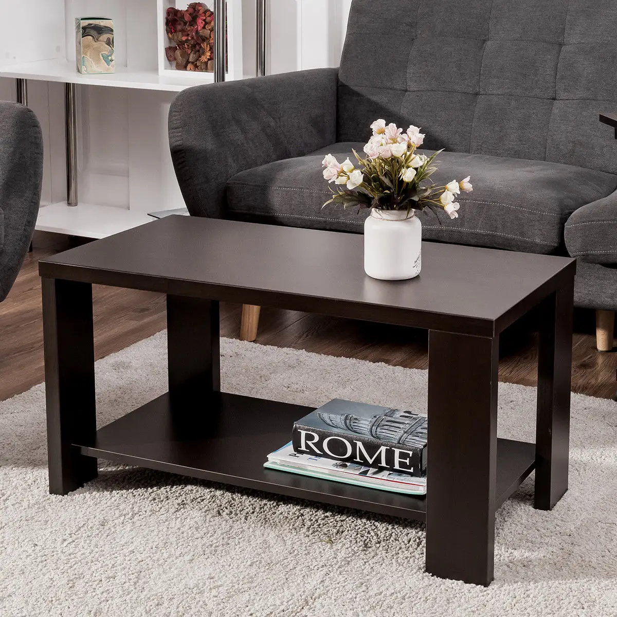 Giantex mesa de Rectangular de madera, mueble moderno para sala de estar, con estante de almacenamiento, HW56758CF|coffee rectangularliving room furniture - AliExpress