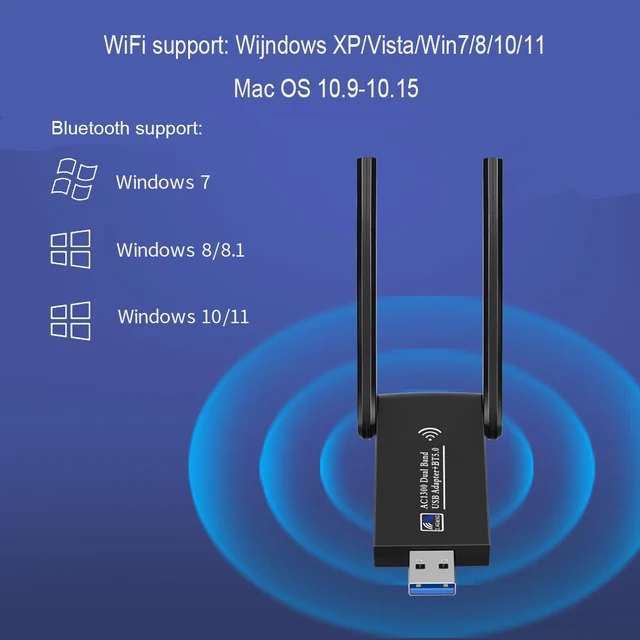 1300 Мбит/с USB 3.0 WiFi Bluetooth 5.0 адаптер 2в1 Dongle двухдиапазонный 2,4G и 5 ГГц WiFi 5 сетевой беспроводной Wlan-приемник ДРАЙВЕР БЕСПЛАТНО 5
