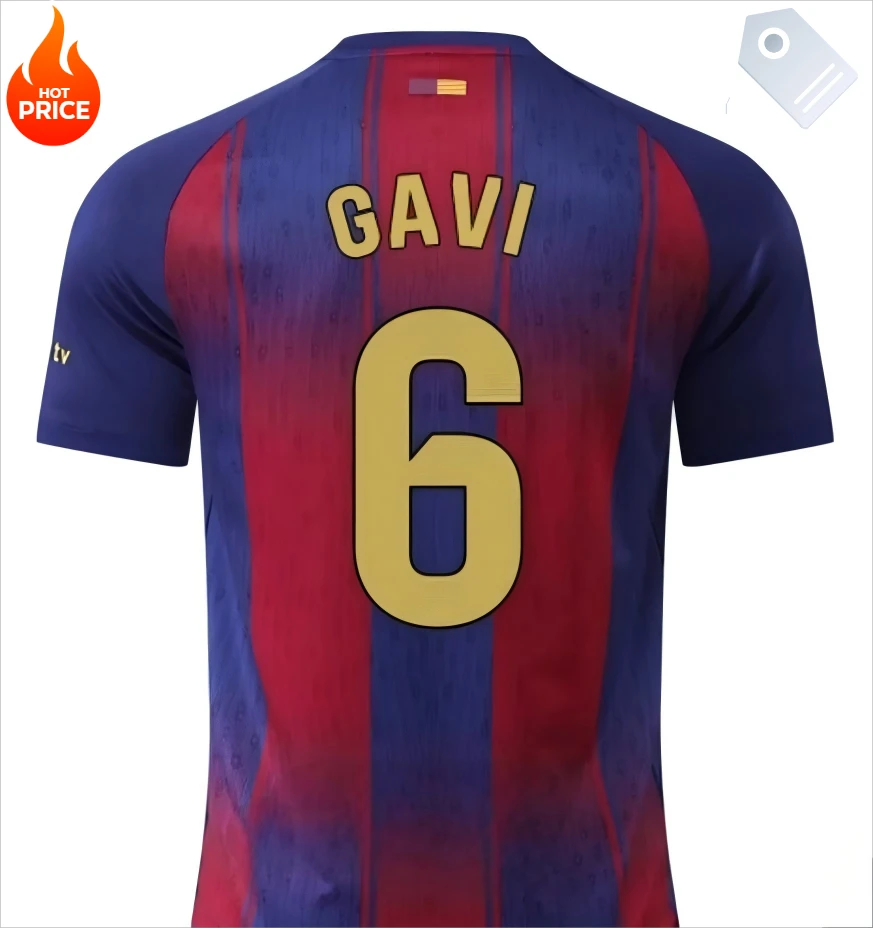 25_26 Barcelona  #19 Lamine Yamal Home Soccer Kit Jersey Short Sleeve 3Ds Football T-Shirt Youth Kids Outdoor Training  Casual 3