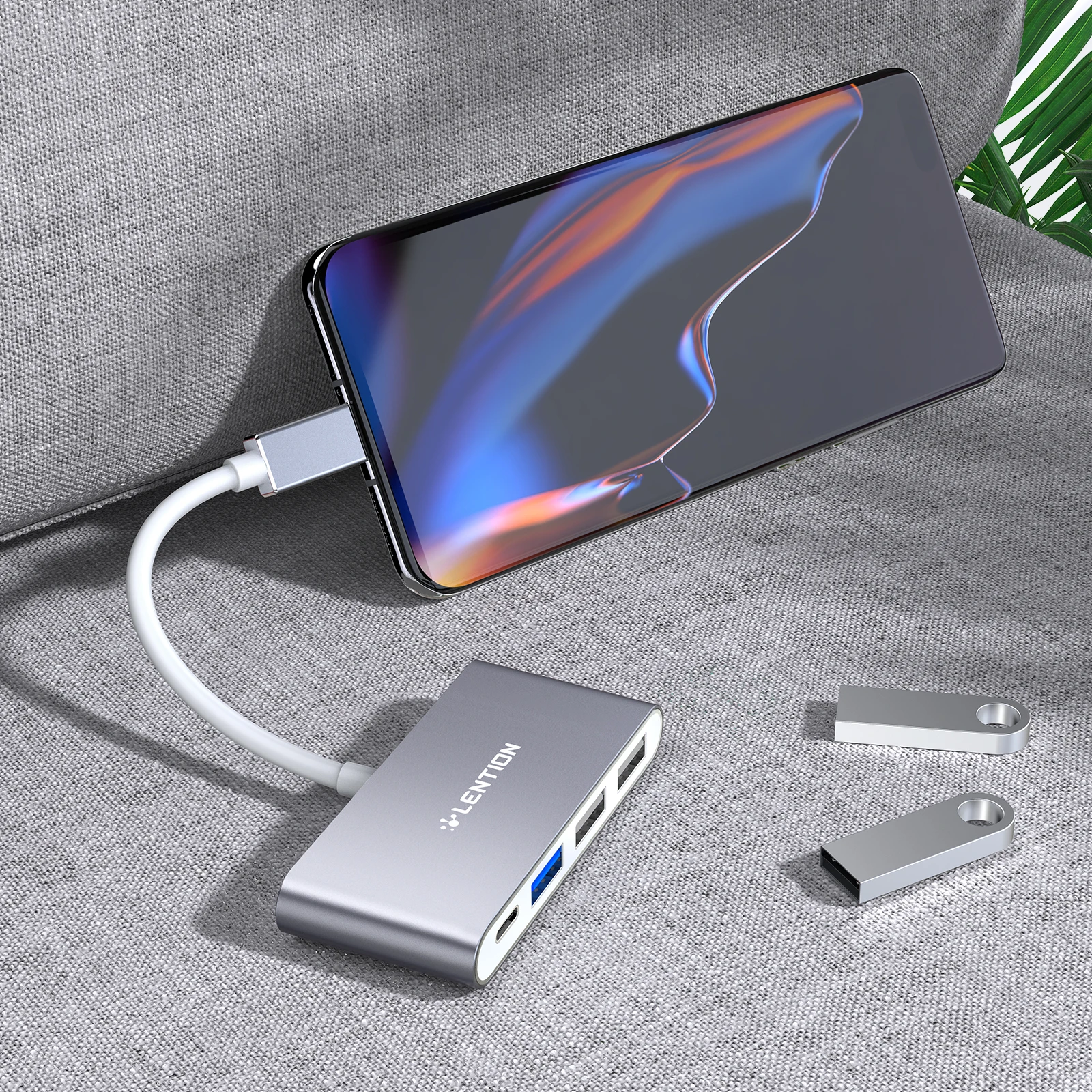 Док-станция LENTION 4-в-1 с USB 3,0 и USB 2,0 типа C