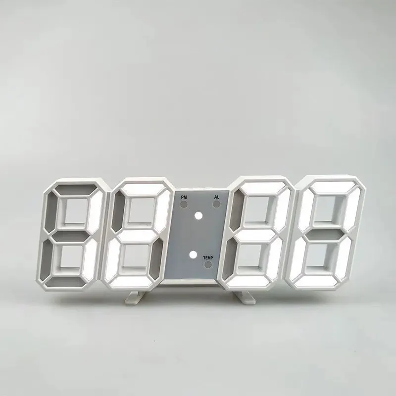LED Alarm Clock 3D Mini Clock LED Digital Wall Clock Desk Electronic Alarm Living Room Wall DIY Kitchen Timer