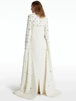 HIGH STREET Newest 2026 Designer Vestido Women's Diamonds Beaded  Cape Sleeve Floor Length Maxi Long Dress - Image 2