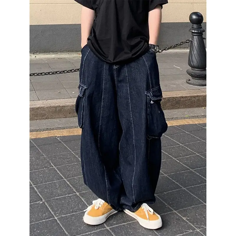Jeans de poche rétro japonais pour hommes et femmes, pantalons à jambes larges, pantalons longs Street Down, Chaopai Joker, 2023
