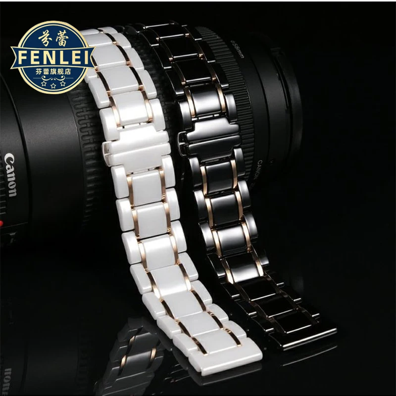 Premium Ceramic Wristband in White and Black for Smart Watches - Stylish Universal Replacement Strap for Men and Women