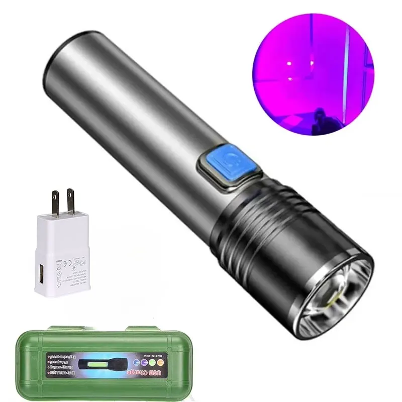 UV Blacklight Flashlight with Zoomable and Rechargeable Features for Pet Stain Detection and Resin Curing