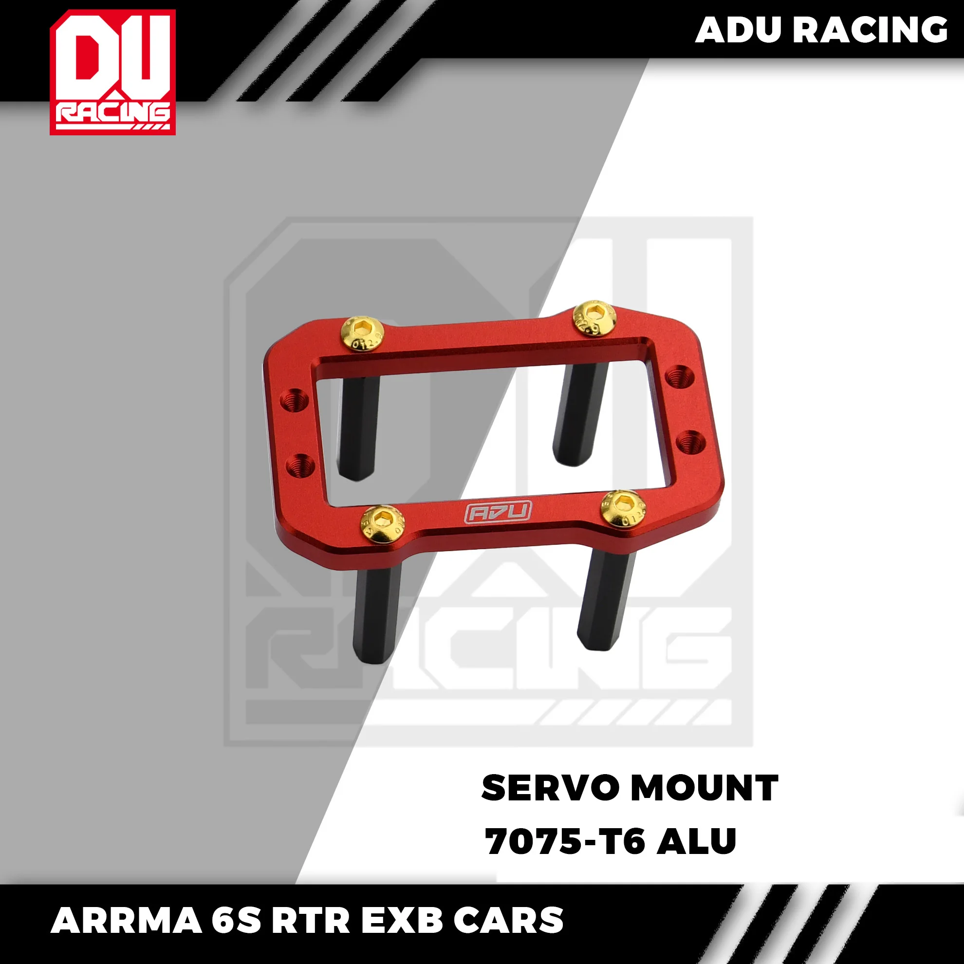 RC Servo Mount ADU Racing SERVO MOUNT CNC 7075 T6 ALUMINUM For ARRMA 6S 1/8 AND 1/7 V6