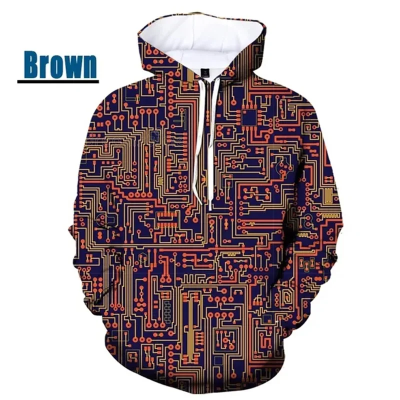 thumbnail image 1 of Sudadera con capucha para hombre y mujer, con estampado completo de circuito, cuello redondo, informal, de talla grande, para otoño e invierno, 1 of 5