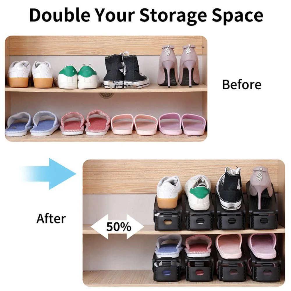 Shoe Slots Organizer Thickened Double Storage Layer Closet Organization Stacker No Assembly Required Rack Space Save shoe rack,shoe organizer 20pcs
