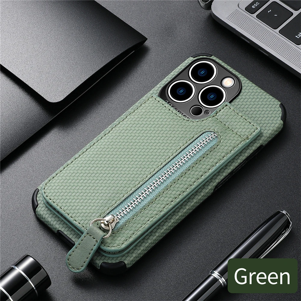 iphone 13 mini case Magnetic Zipper Wallet Carbon Fiber Protection Cover For iPhone 13 Pro Max 12 Mini 11 Case Shockproof Phone Case Coque Fundas iphone 13 mini case clear