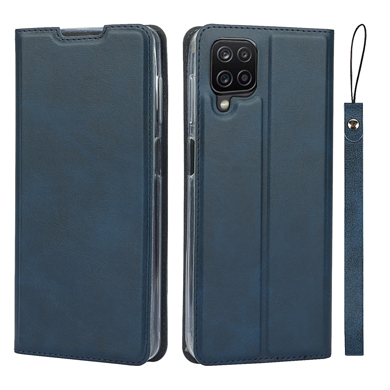 

Premium Leather Case for Samsung Galaxy A12 Nacho A12s Ultra-Thin Retro Flip Case Magnetic adsorption cover + 1 Lanyard