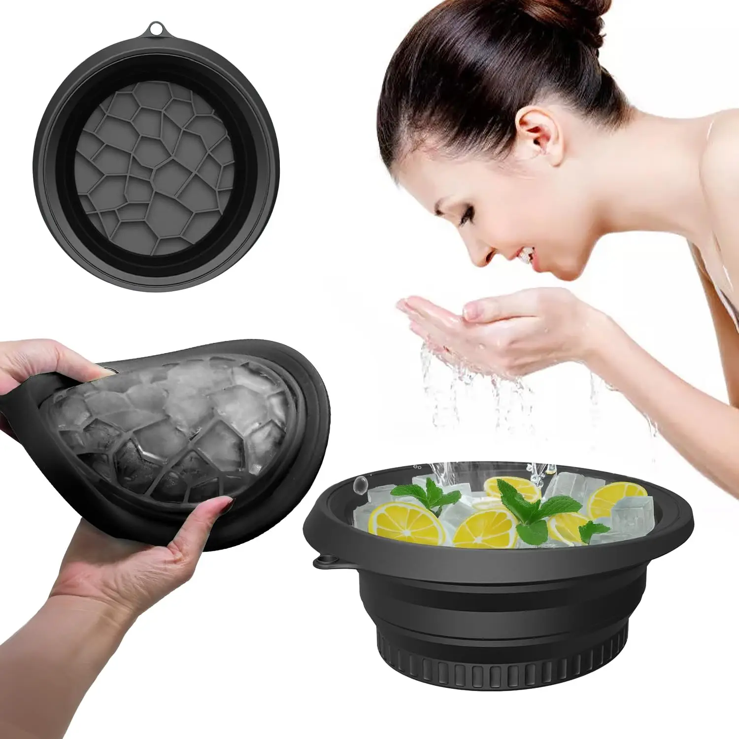 Silicone Foldable Facial Ice Bath Basin for Skincare