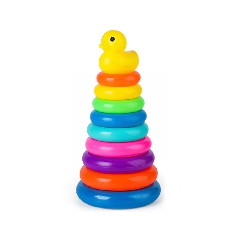 Yellow Duck Toy Stacking Rings Tower Toy Kids Toddler Bath Tub Play Gift Baby stacking puzzle toys cup stacking toys stacking toys