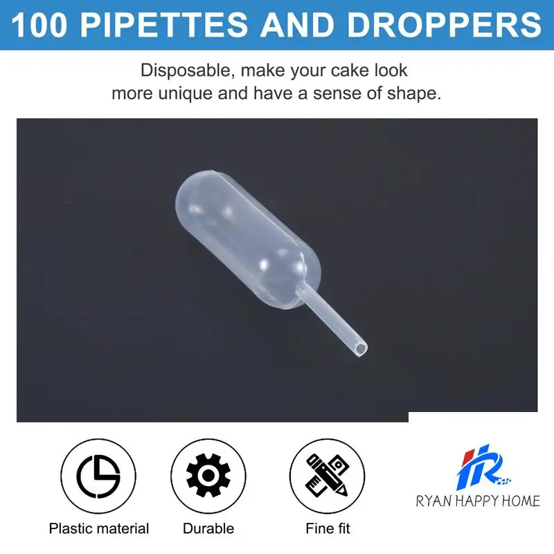 100Pcs 4Ml Plastic Disposable Squeeze Transfer Oils Pipettes Dropper Cream Perfusion Diy Cupcake Pipettes